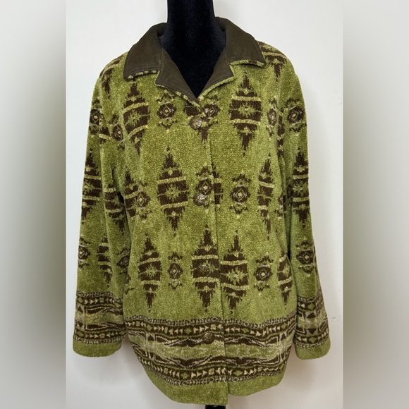 Women’s Tsunami olive green and brown long sleeve button front barn jacket small - Picture 7 of 9